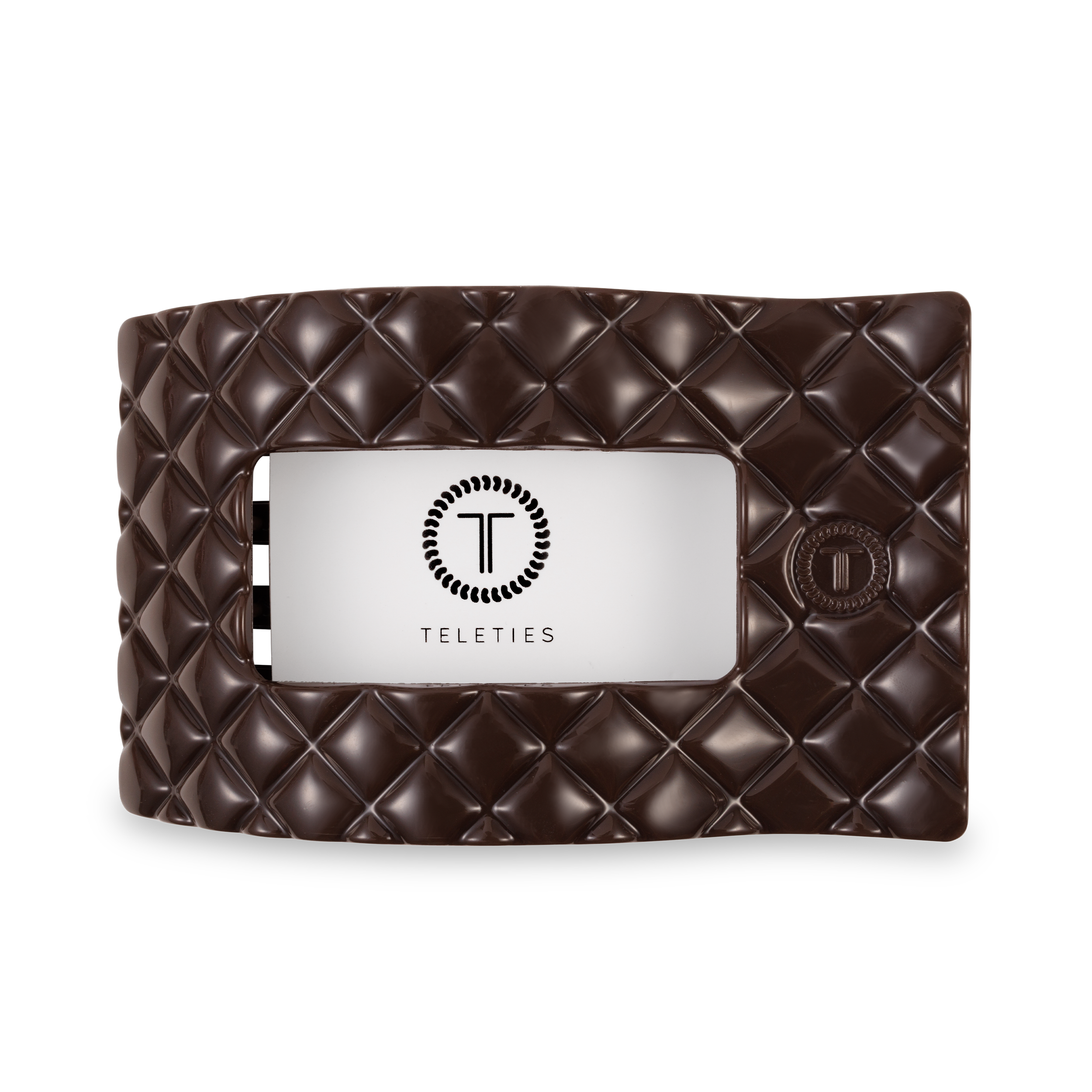 TELETIES - Flat Rectangle Hair Clip | Large | Truly Taupe Quilted