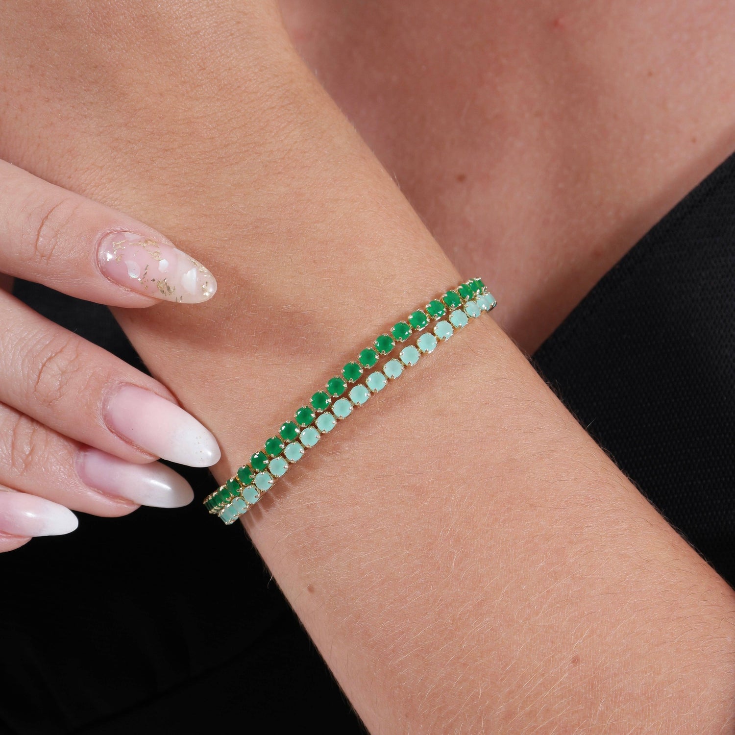 GoldFi - 18k Gold Filled 3mm Cubic Zirconia Emerald Bracelet