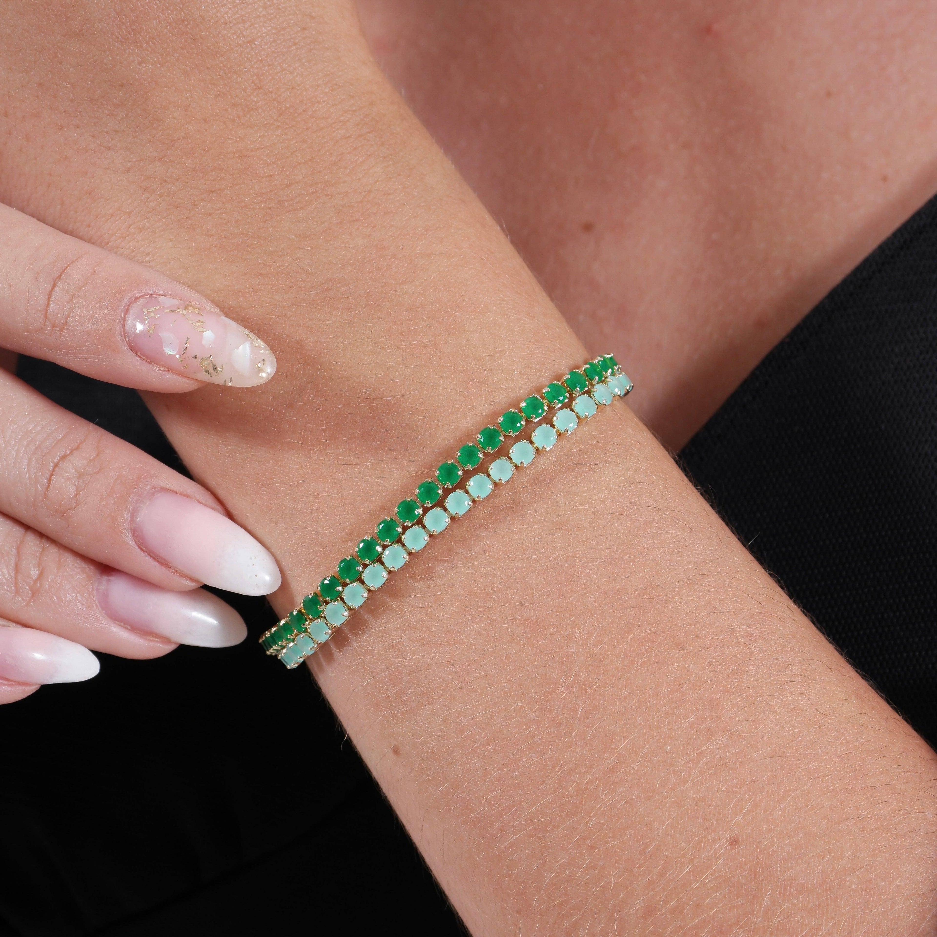 GoldFi - 18k Gold Filled 3mm Cubic Zirconia Emerald Bracelet
