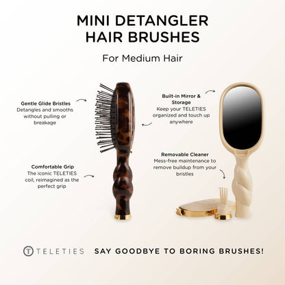 TELETIES - Mini Detangler Brush for Medium Hair - Tortoise