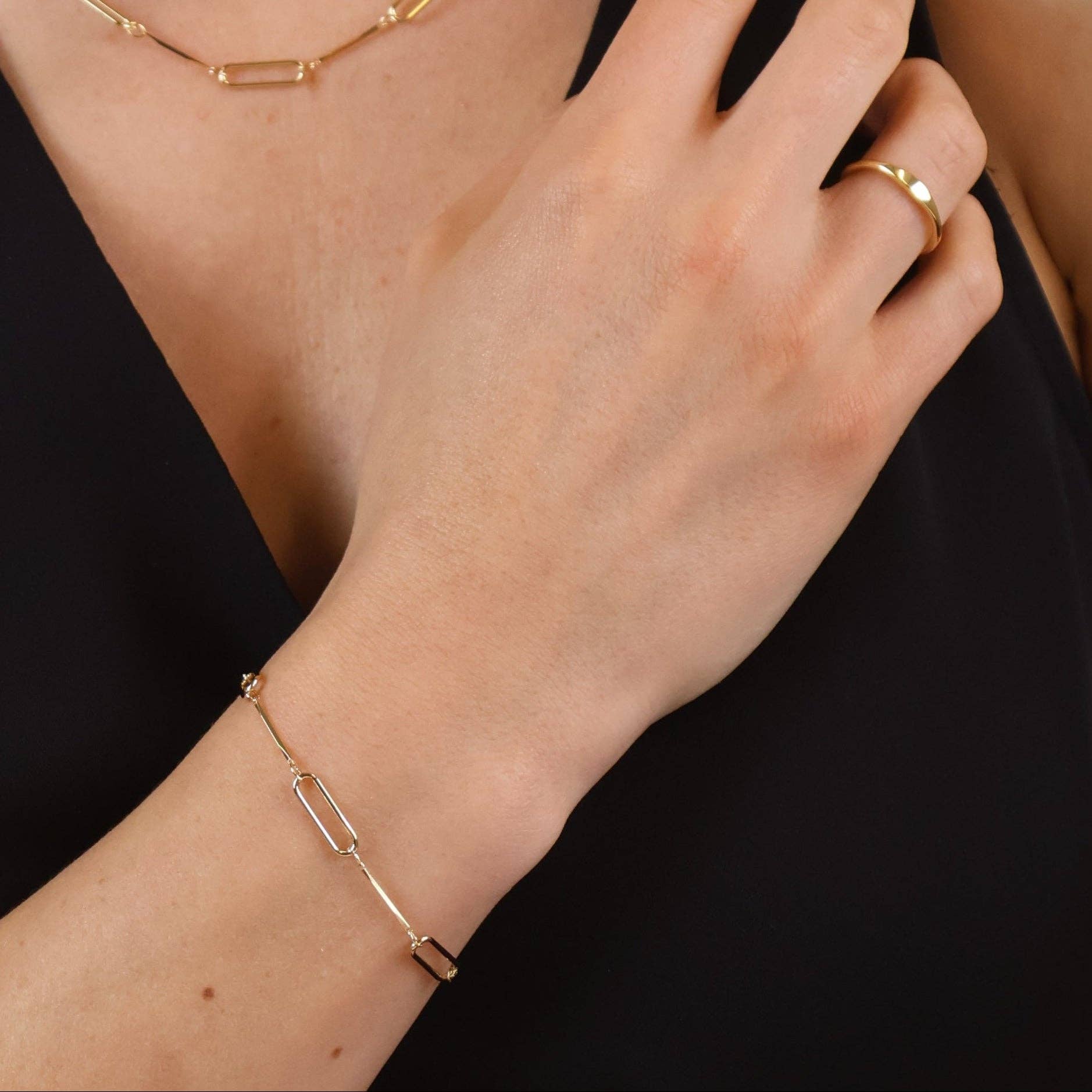 GoldFi - 18k Gold Filled Paperclip &amp; Straw Bracelet