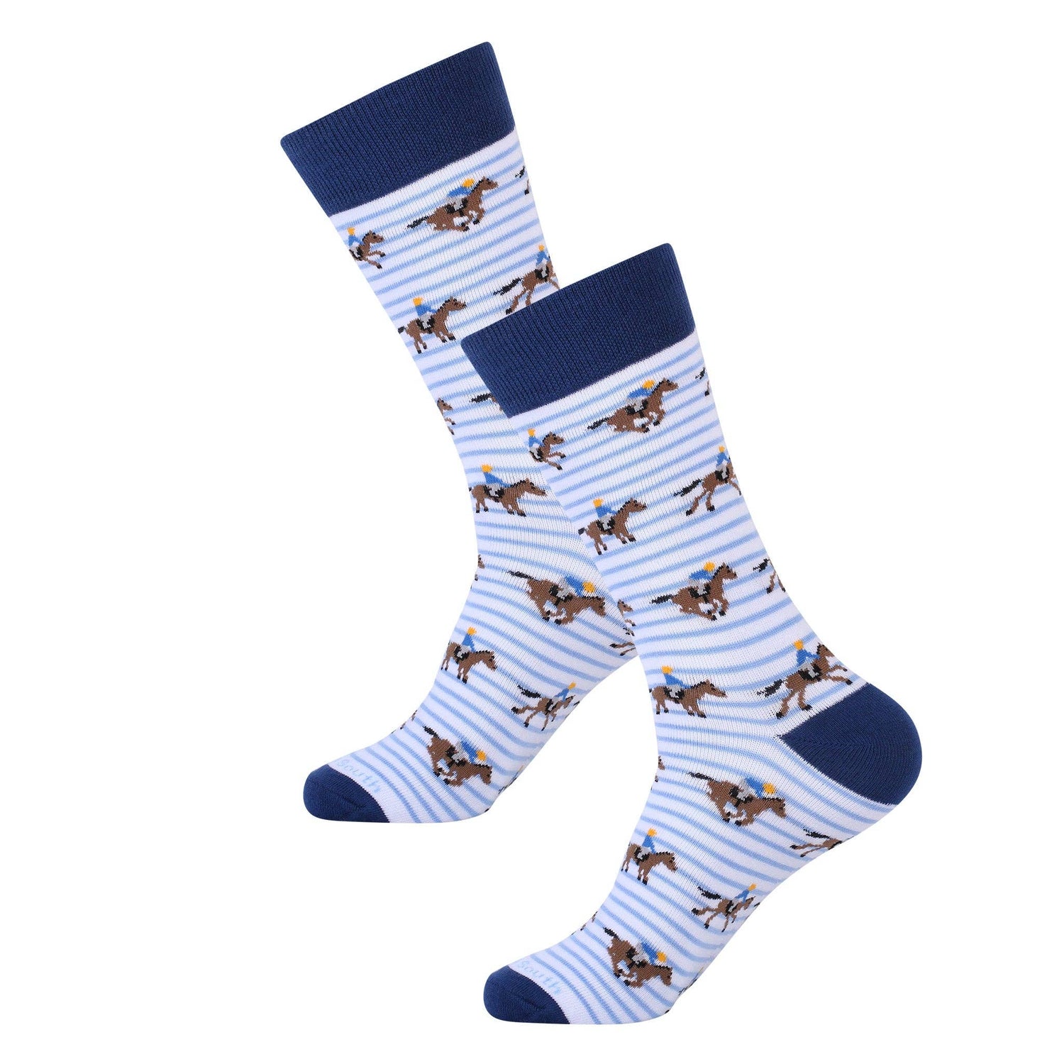 Barrel Down South - Blue Stripe Horse Racing Socks- No Text