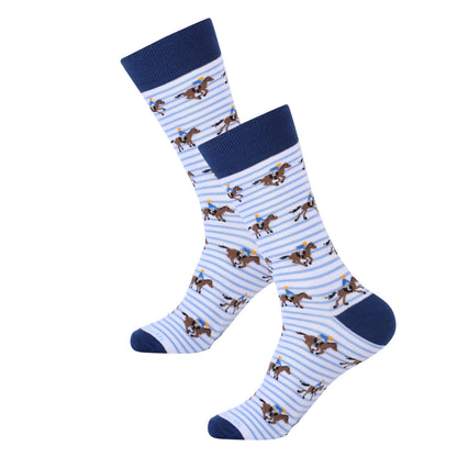 Barrel Down South - Blue Stripe Horse Racing Socks- No Text