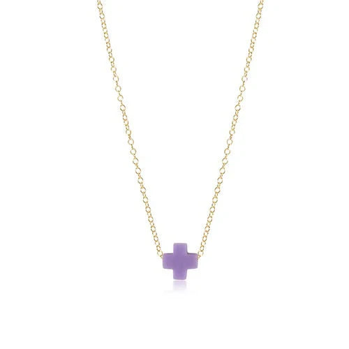 Egirl Small Signature Cross Necklace-Purple