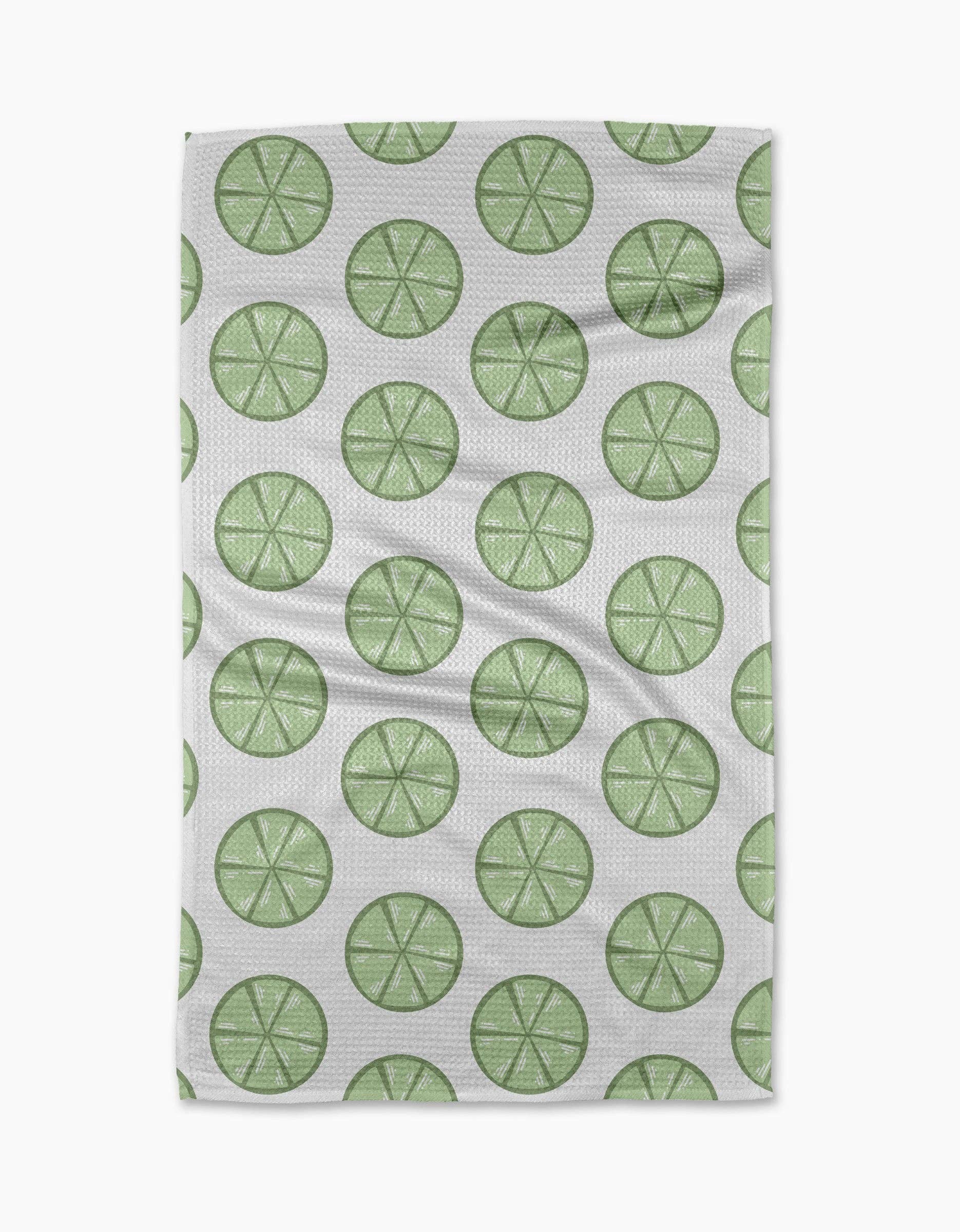 Geometry - Lime Doodles Tea Towel