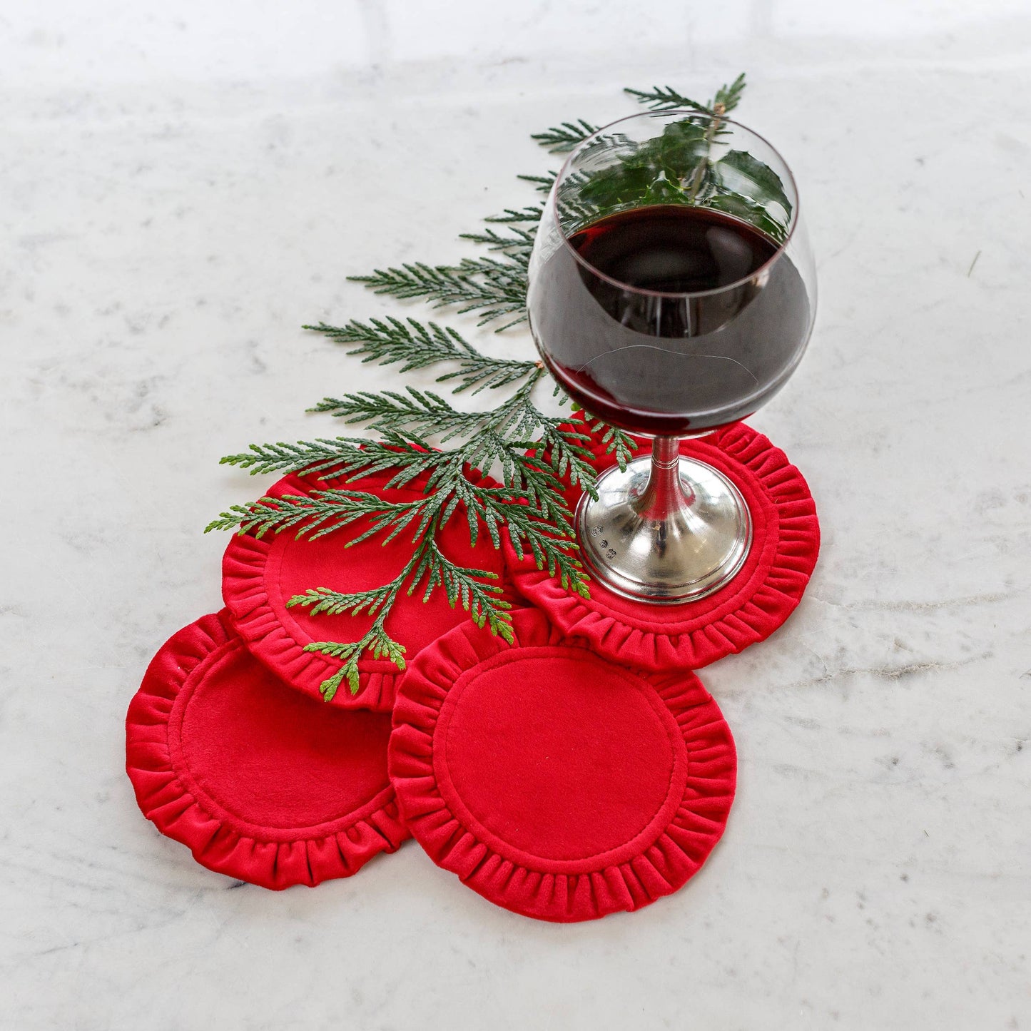 Round Ruffle Velvet Coasters