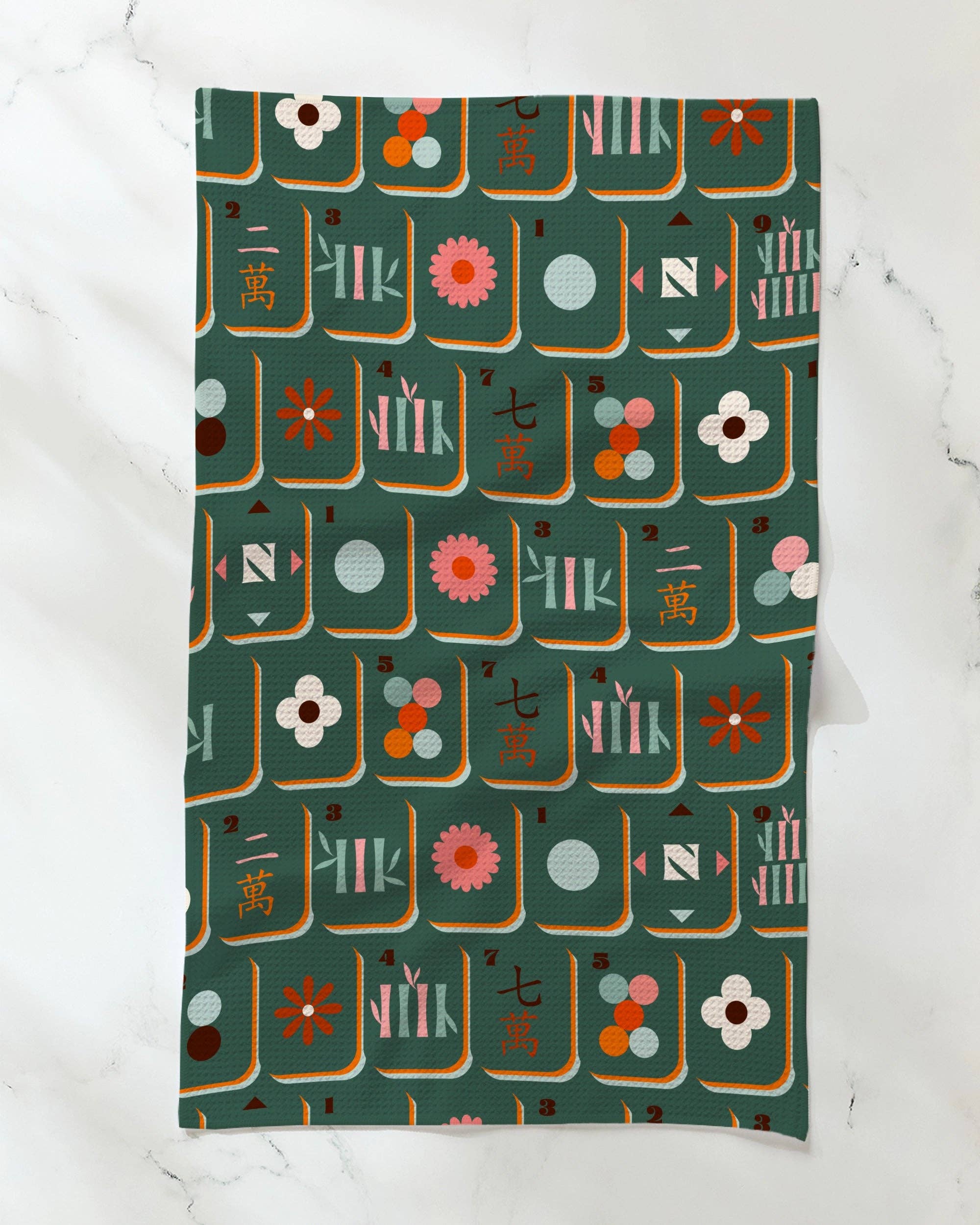 Geometry - Moss Tile Toss Tea Towel
