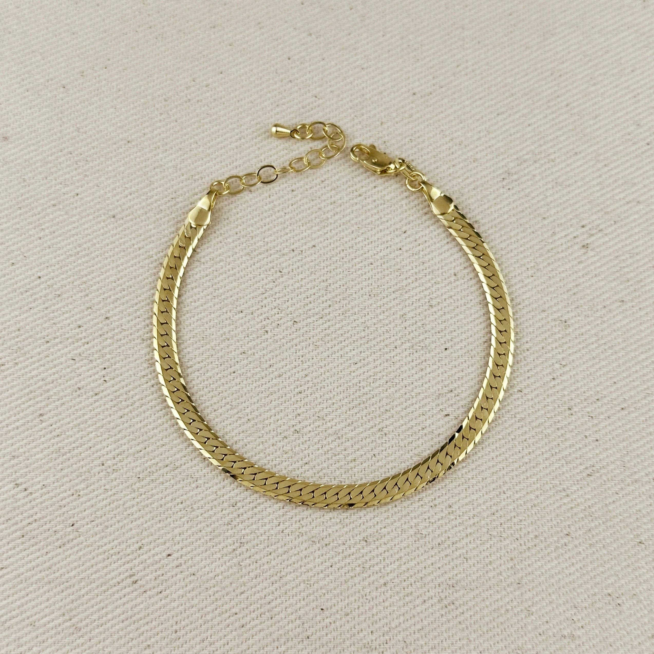 GoldFi - 18K Gold Filled Diamond Cut Herringbone Bracelet
