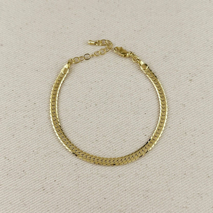 GoldFi - 18K Gold Filled Diamond Cut Herringbone Bracelet