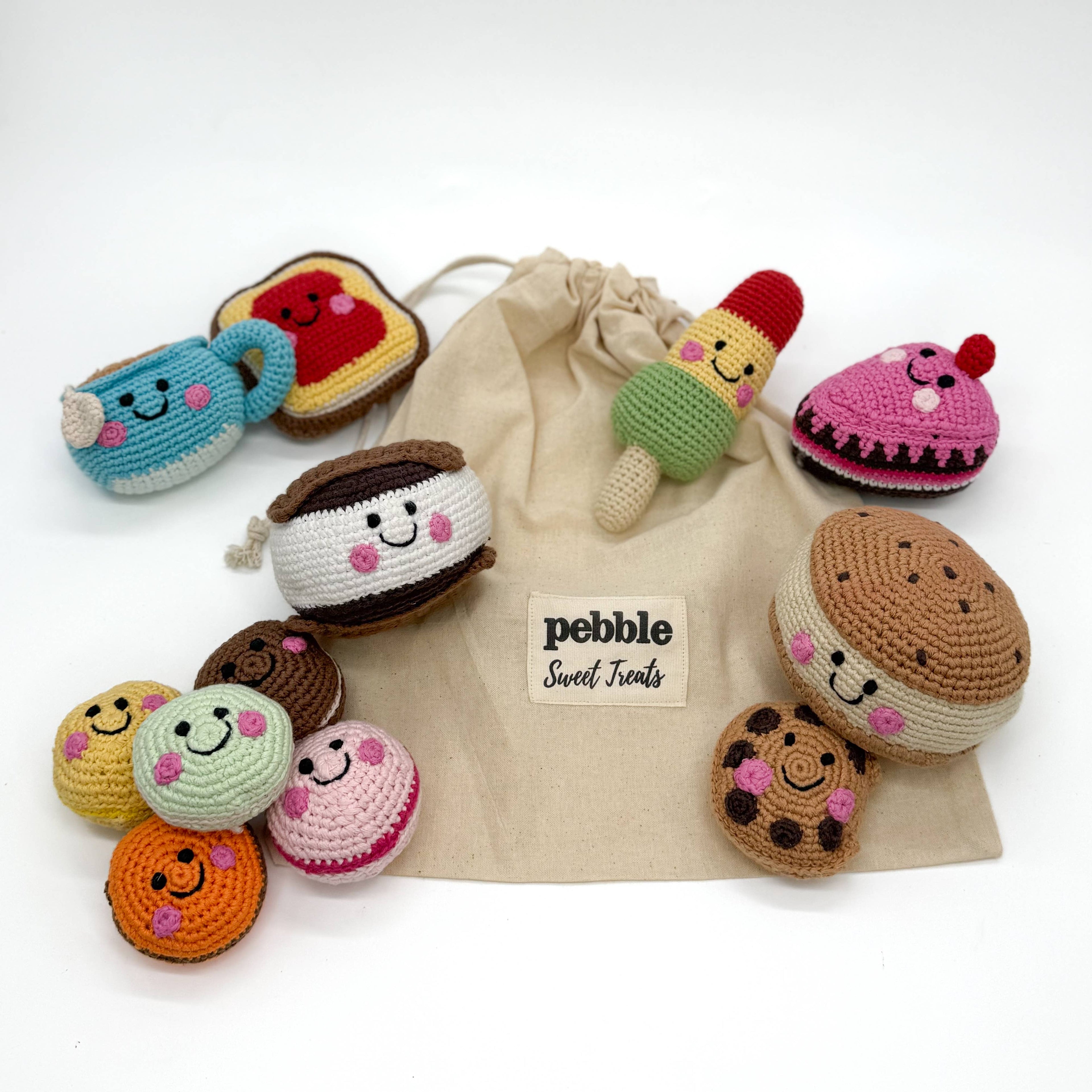 Pebble - Sweet Treat Sack – Dessert-Inspired Baby Rattles (13-Pc)