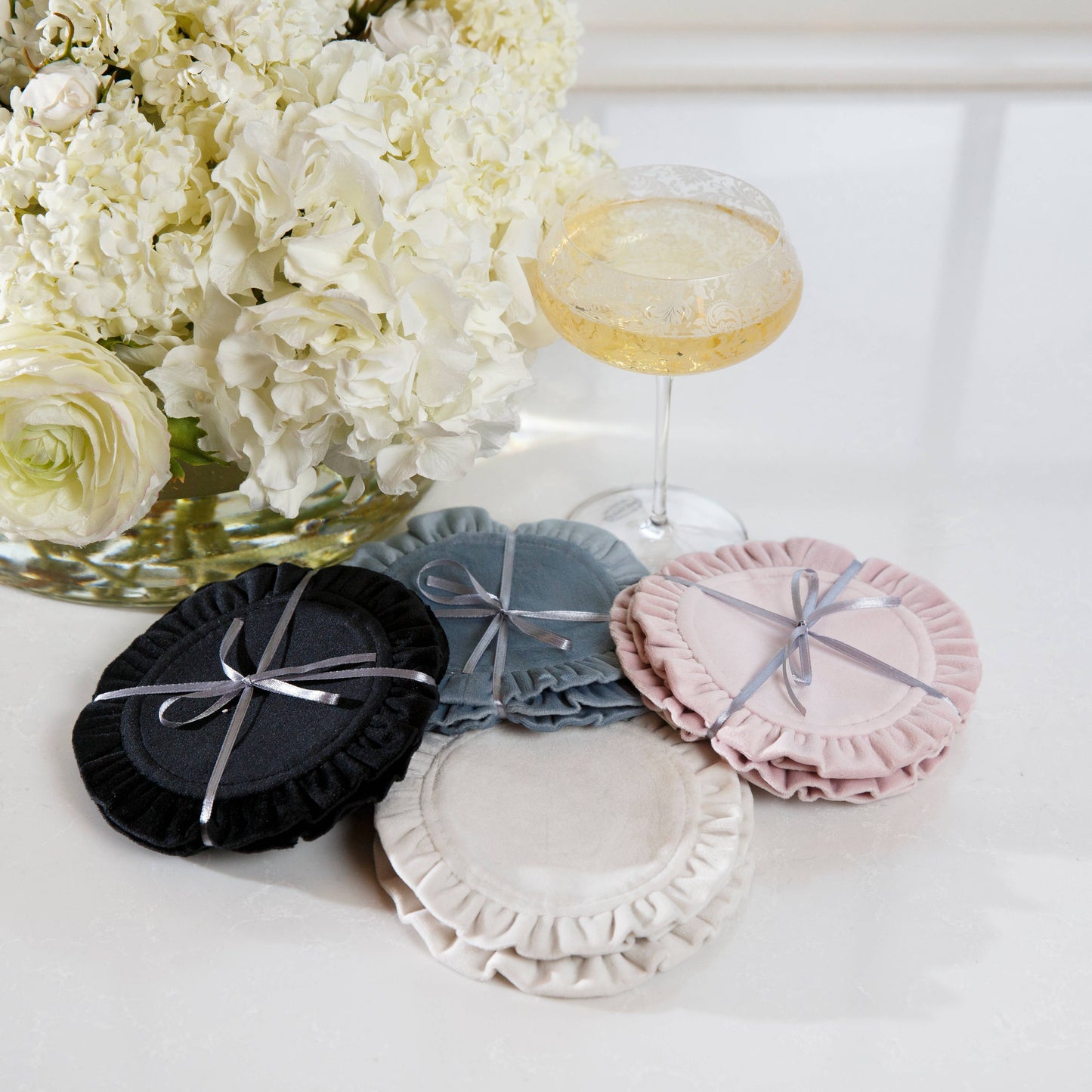 Round Ruffle Velvet Coasters