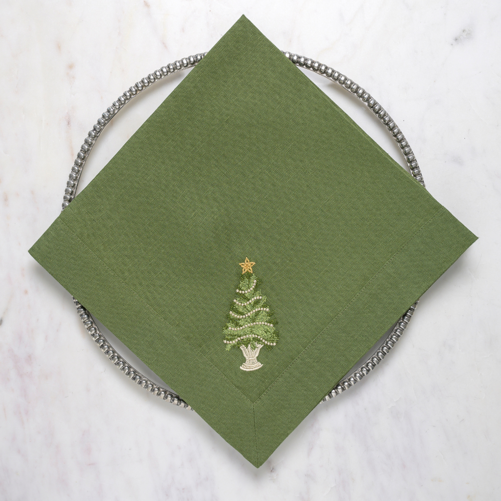 Tree with Gold Trim Large Napkin