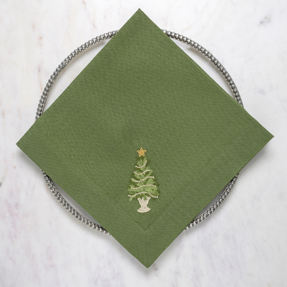 Tree with Gold Trim Large Napkin
