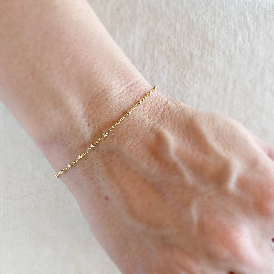 GoldFi - 18k Gold Filled 1mm Spaced Beaded Bracelet