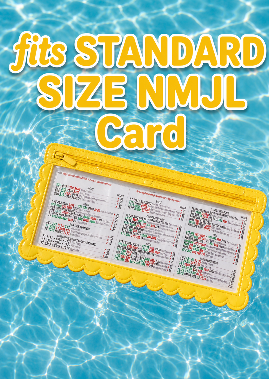 Girl Tribe Co - Splash-Proof Mahjong Card Holder for Pool Mahjong - Yellow Scallops STANDARD SIZE