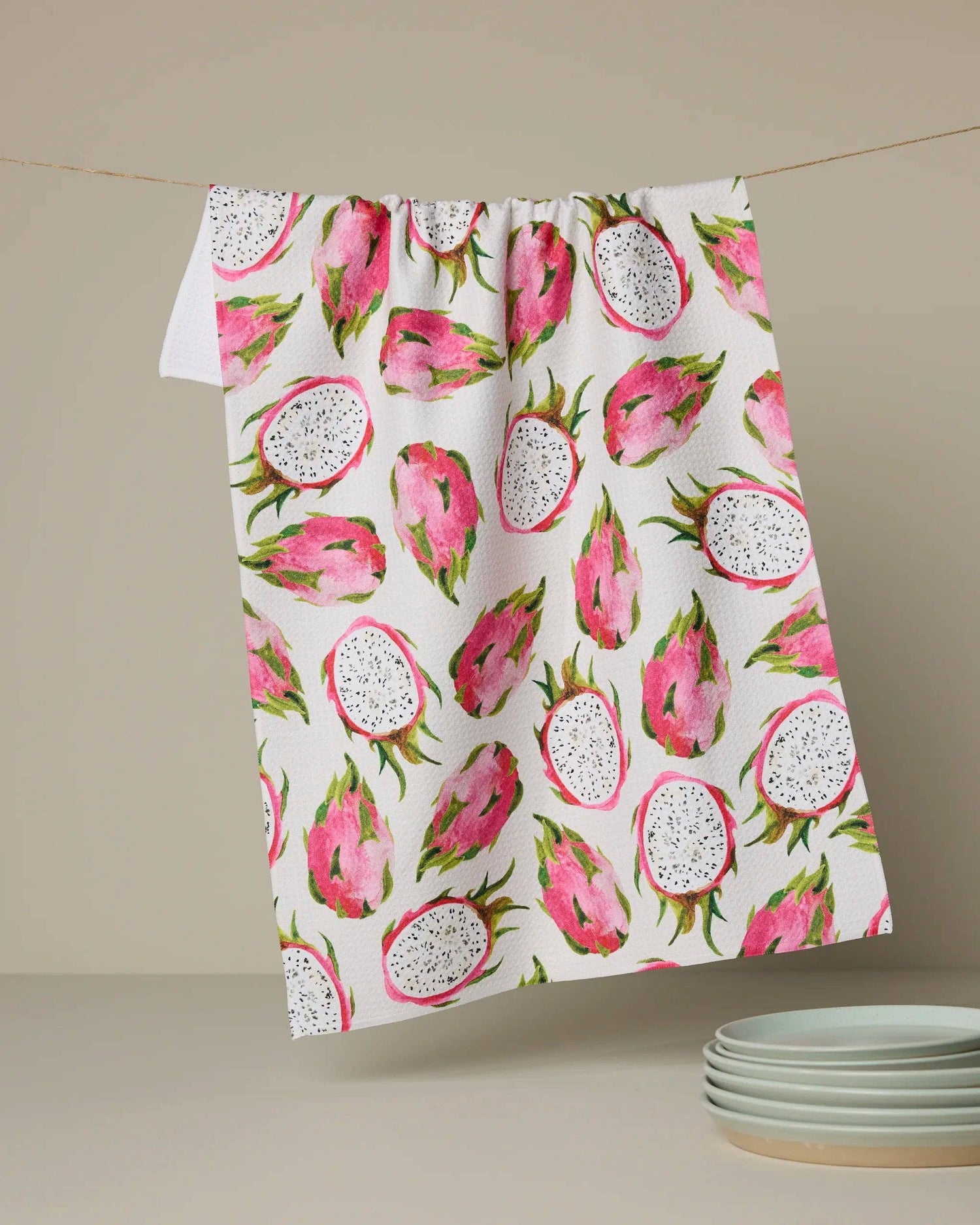 Geometry - Pink Dragon Tea Towel