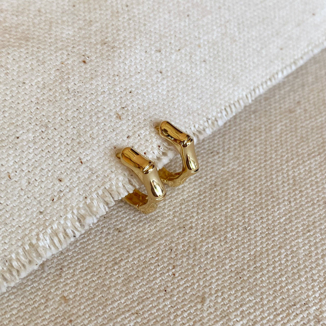 GoldFi - 18k Gold Filled Bamboo Clicker Hoop Earrings