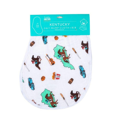 Little Hometown - Kentucky Baby Burp Cloth and Bib 2 in 1  Soft Bamboo Organic Cotton Combo