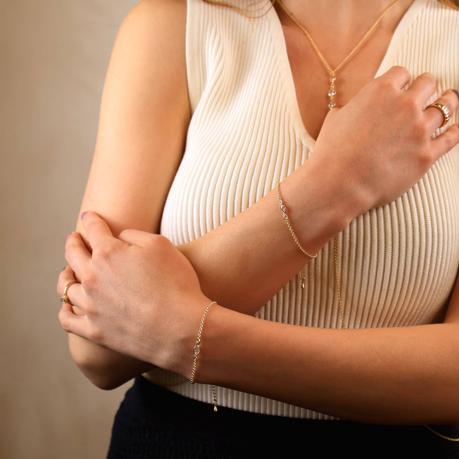 GoldFi - 18k Gold Filled CZ Solitaire  Bracelet