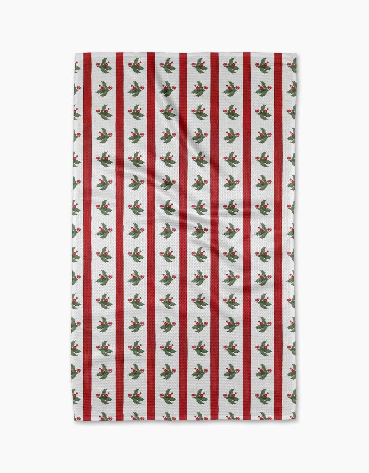 Geometry - Christmas Holly Stripe Tea Towel