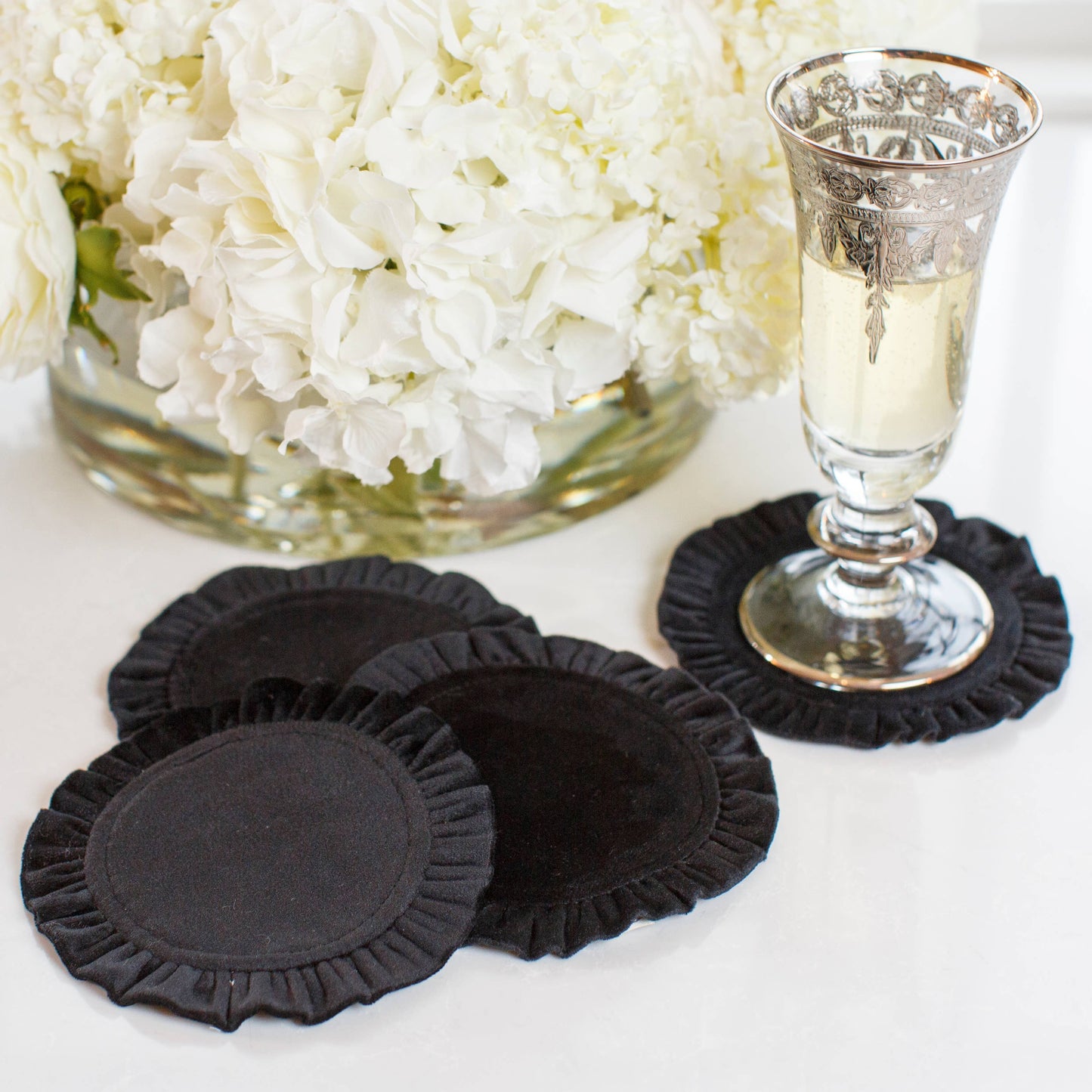 Round Ruffle Velvet Coasters