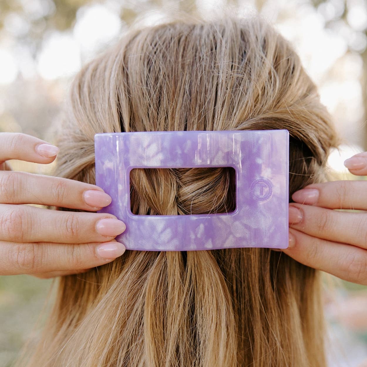 TELETIES - Flat Rectangle Hair Clip | Medium | Lavender Mist