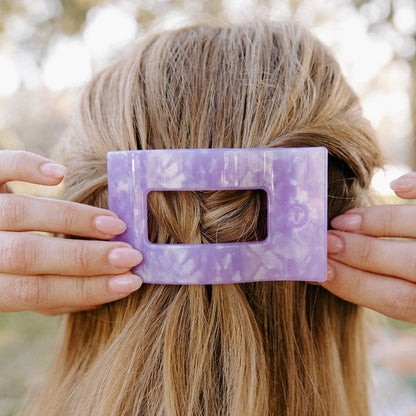 TELETIES - Flat Rectangle Hair Clip | Medium | Lavender Mist