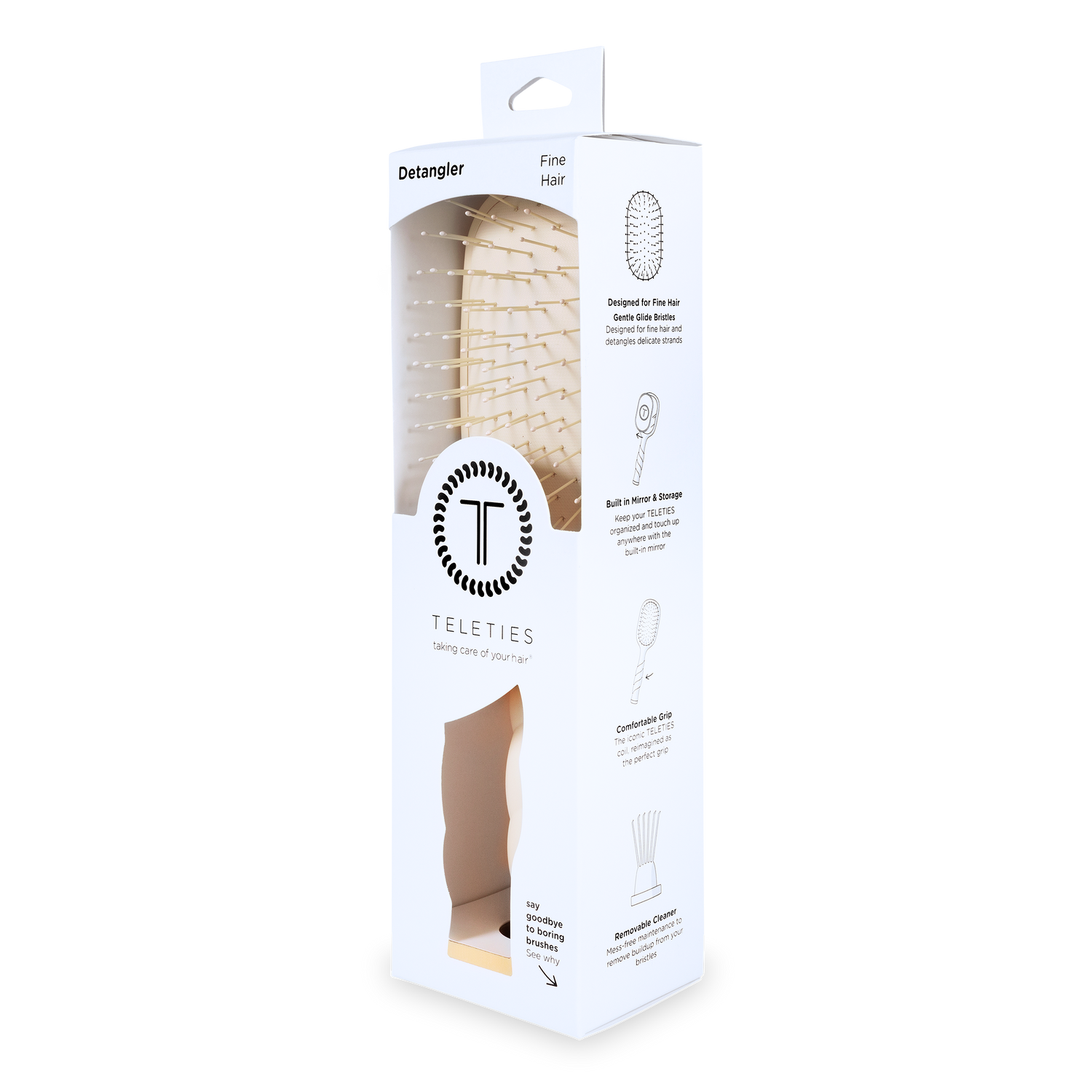 TELETIES - Detangler Hair Brush for Fine Hair - Tan