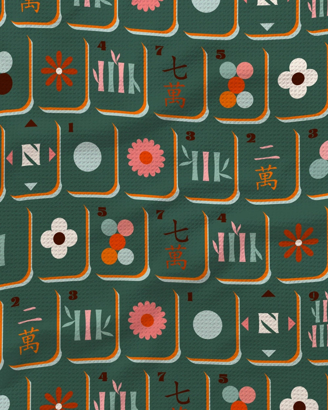 Geometry - Moss Tile Toss Tea Towel
