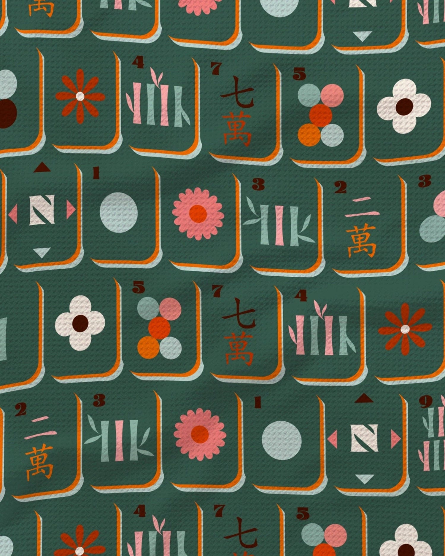 Geometry - Moss Tile Toss Tea Towel