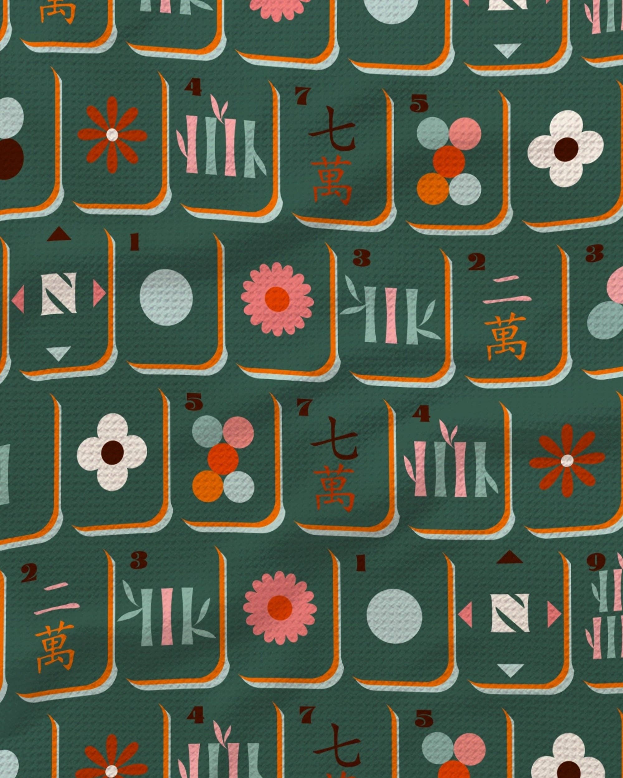Geometry - Moss Tile Toss Tea Towel