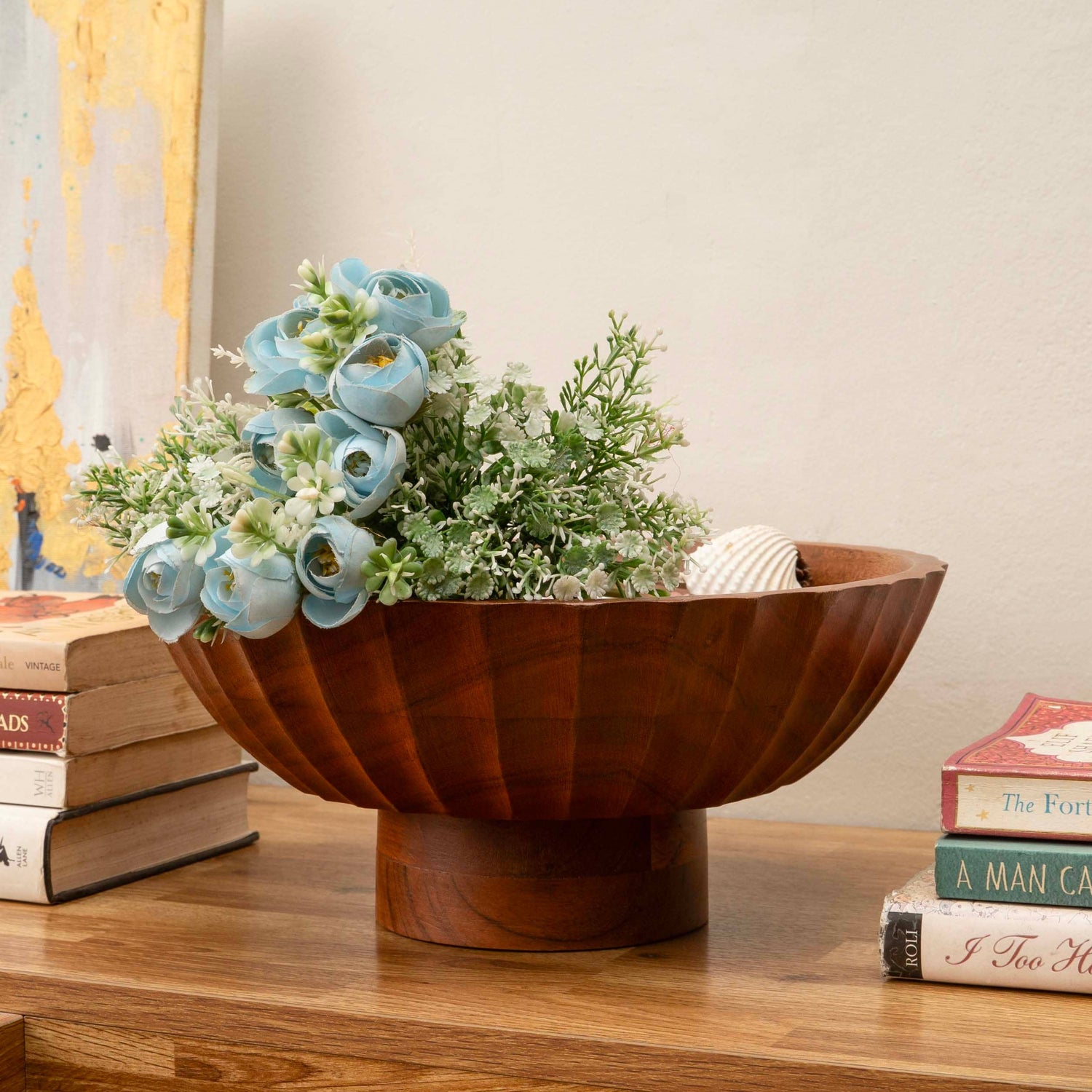 LuxeDesigns Co LLC - Acacia Wood Footed Bowl– Handcrafted Decorative Fruit Bowl