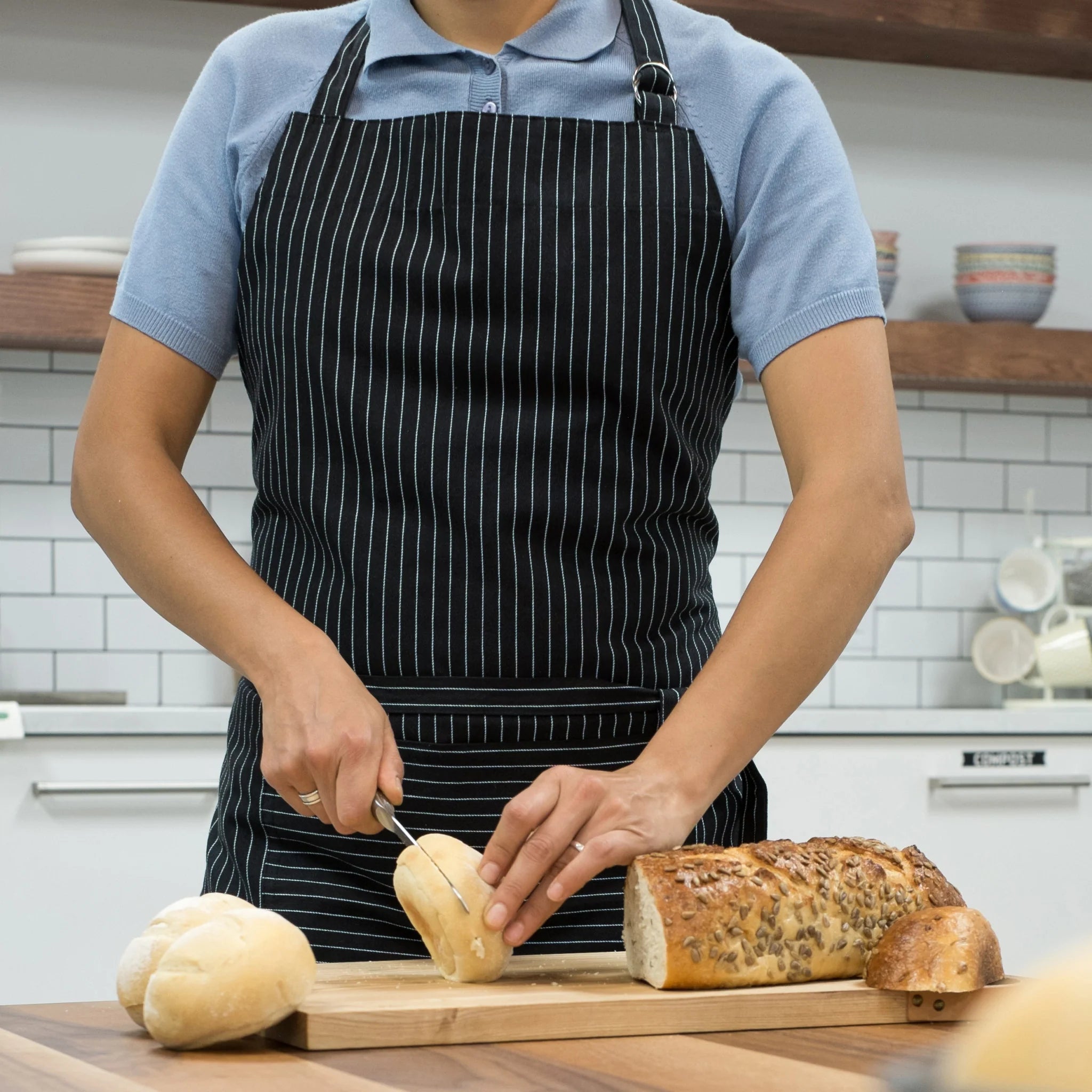 Oversized Pinstripe Apron
