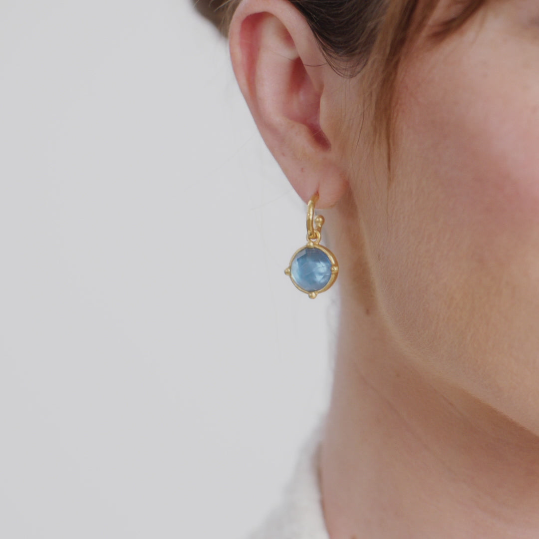 Honeybee Hoop &amp; Charm Earring- Blue