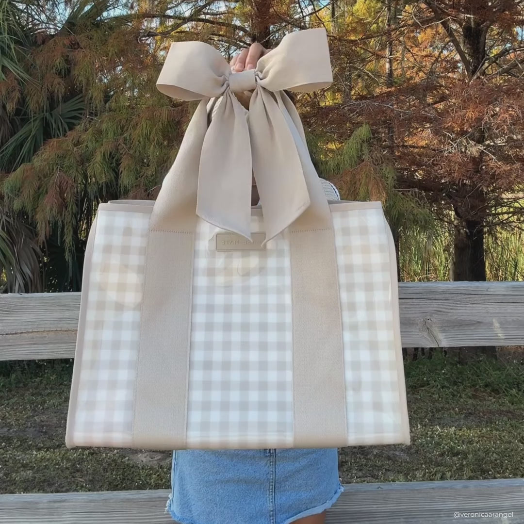Case-Mate Jelly Bow Tote | Latte Gingham