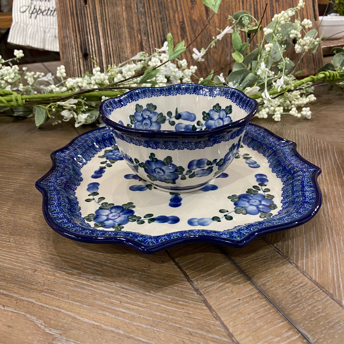 Blue Poppy Ruffle Edge Bowl 6&quot;