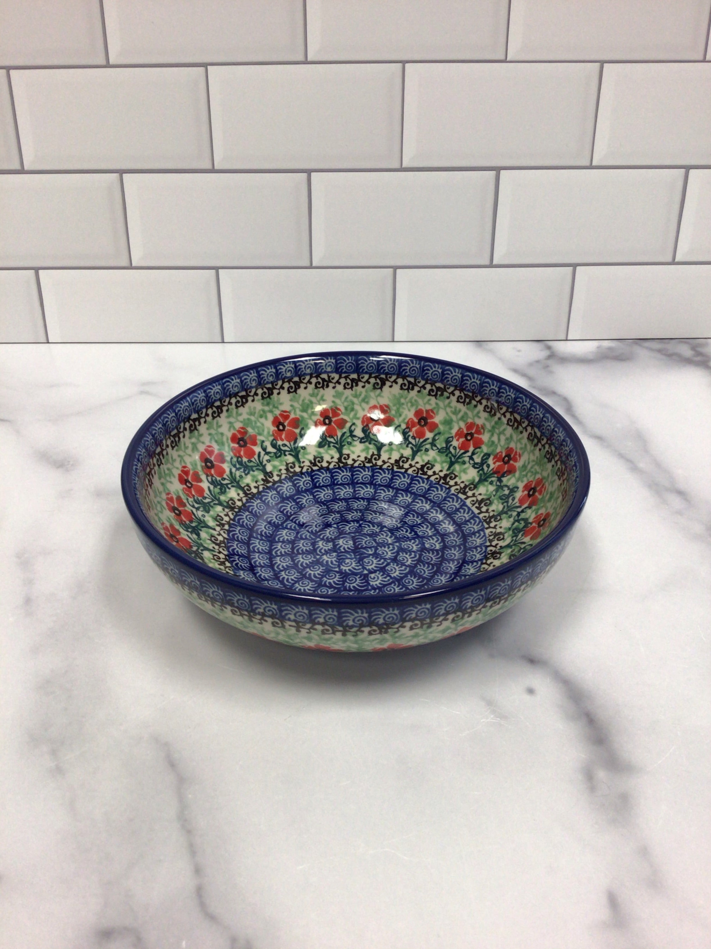 Red Daisies Shallow Cereal Bowl 7&quot;