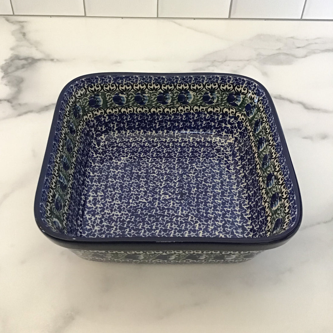 Peacock Feather Square Baker 8&quot;