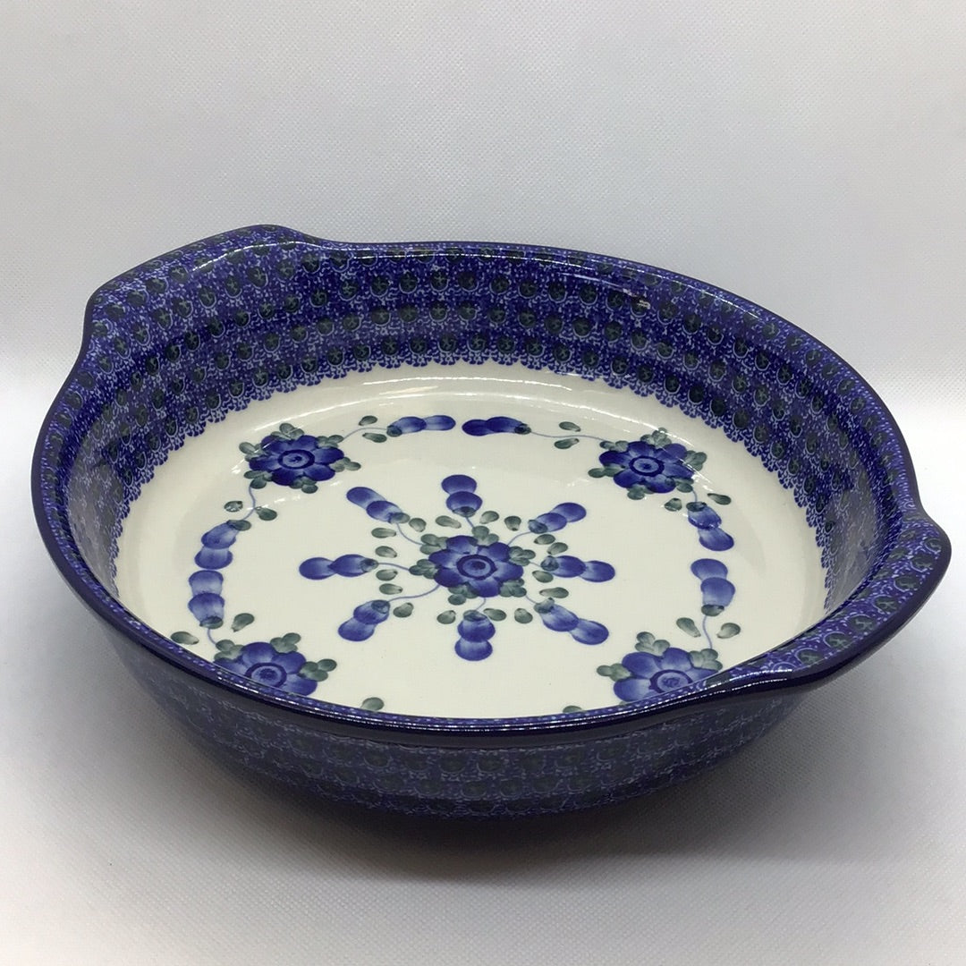 Blue Poppy Round Baker w/Grips 10"