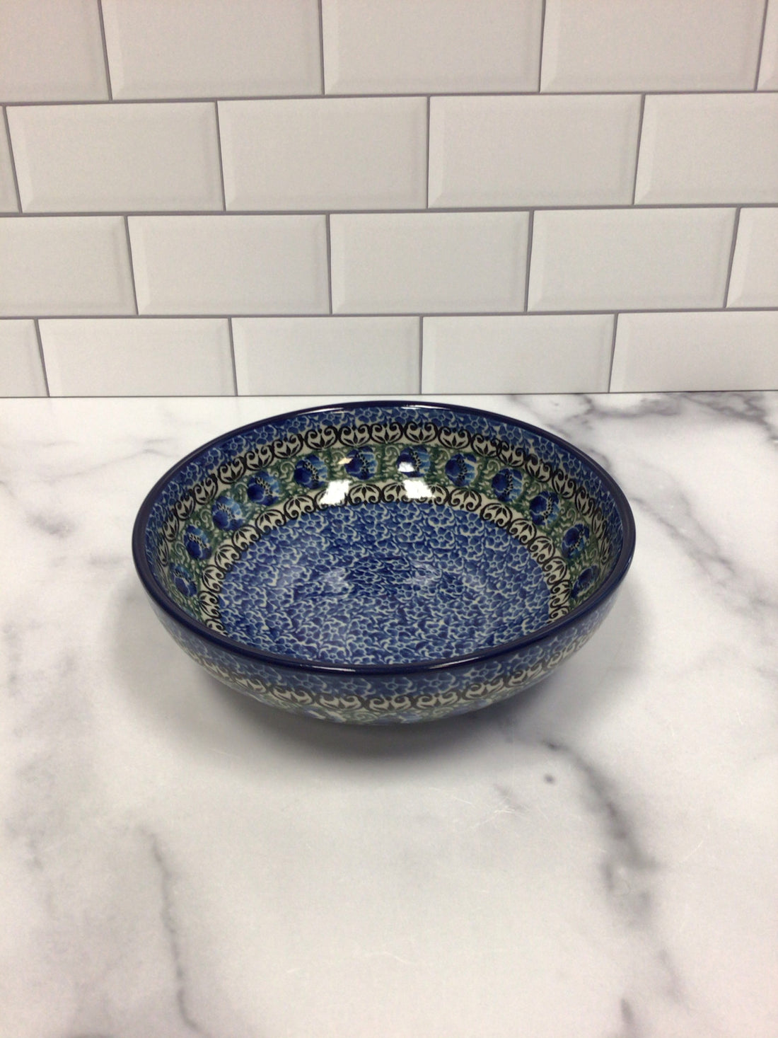 Peacock Feather Shallow Cereal Bowl 7&quot;