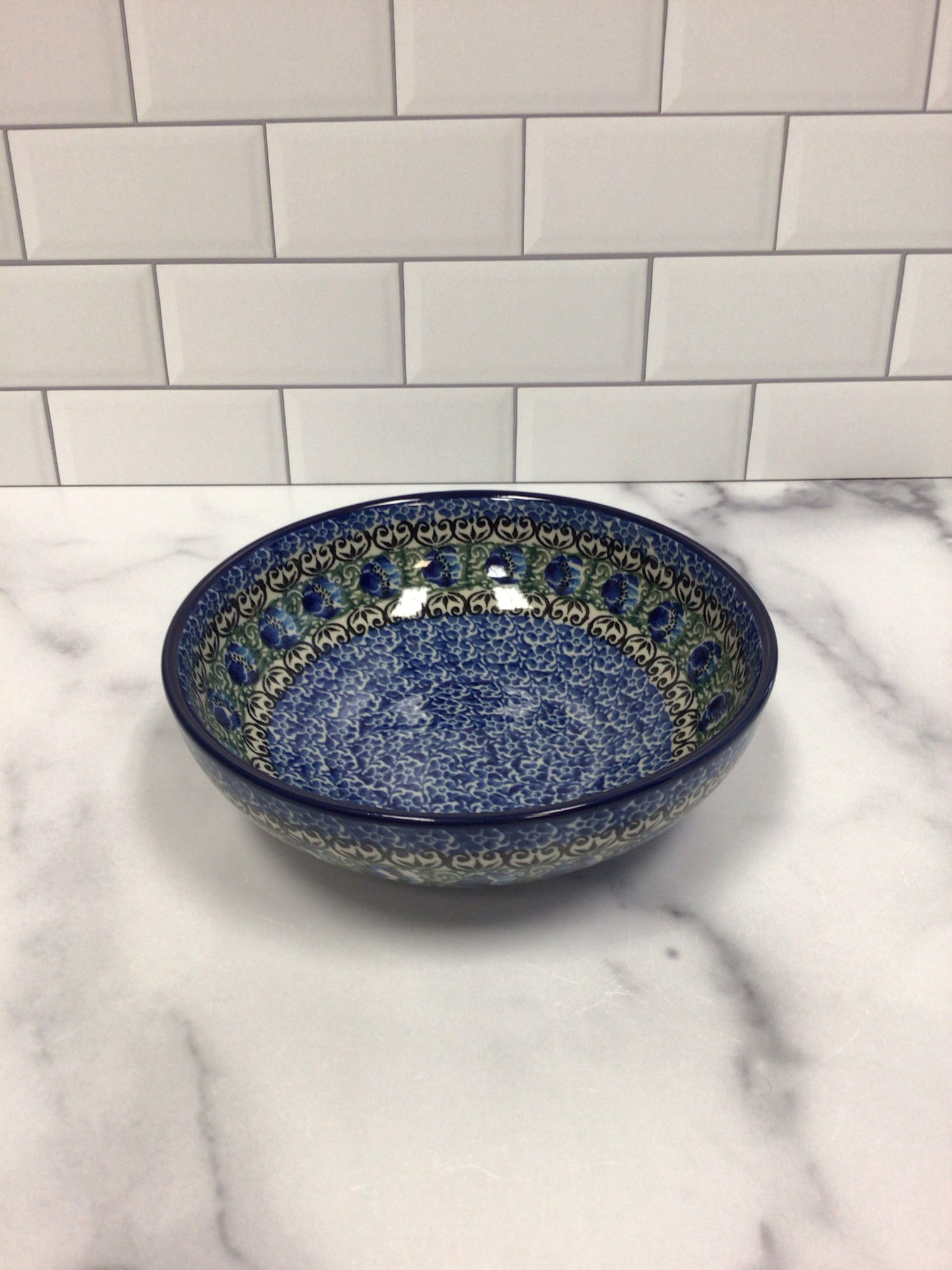Peacock Feather Shallow Cereal Bowl 7&quot;