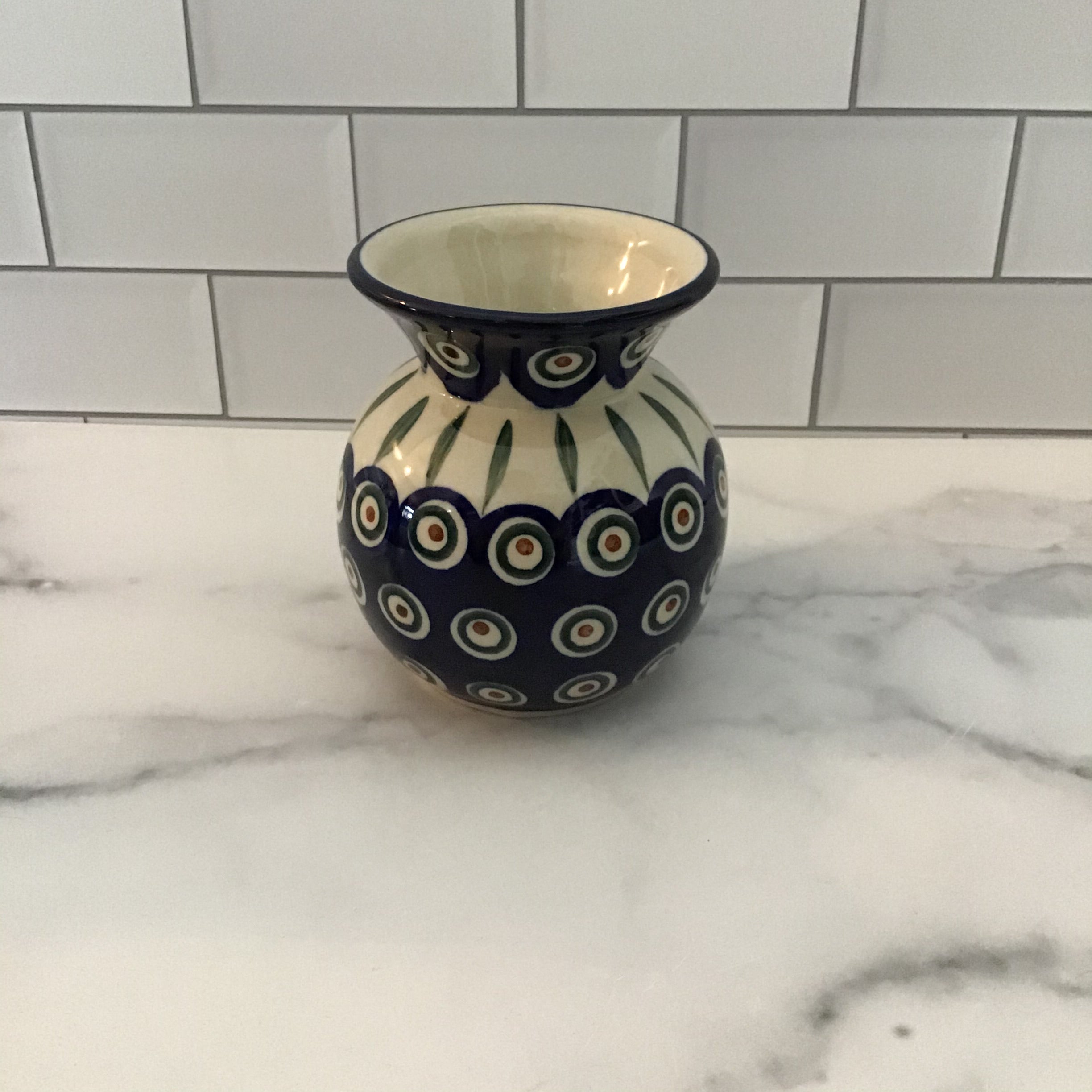 Traditional Peacock Bubble Vase