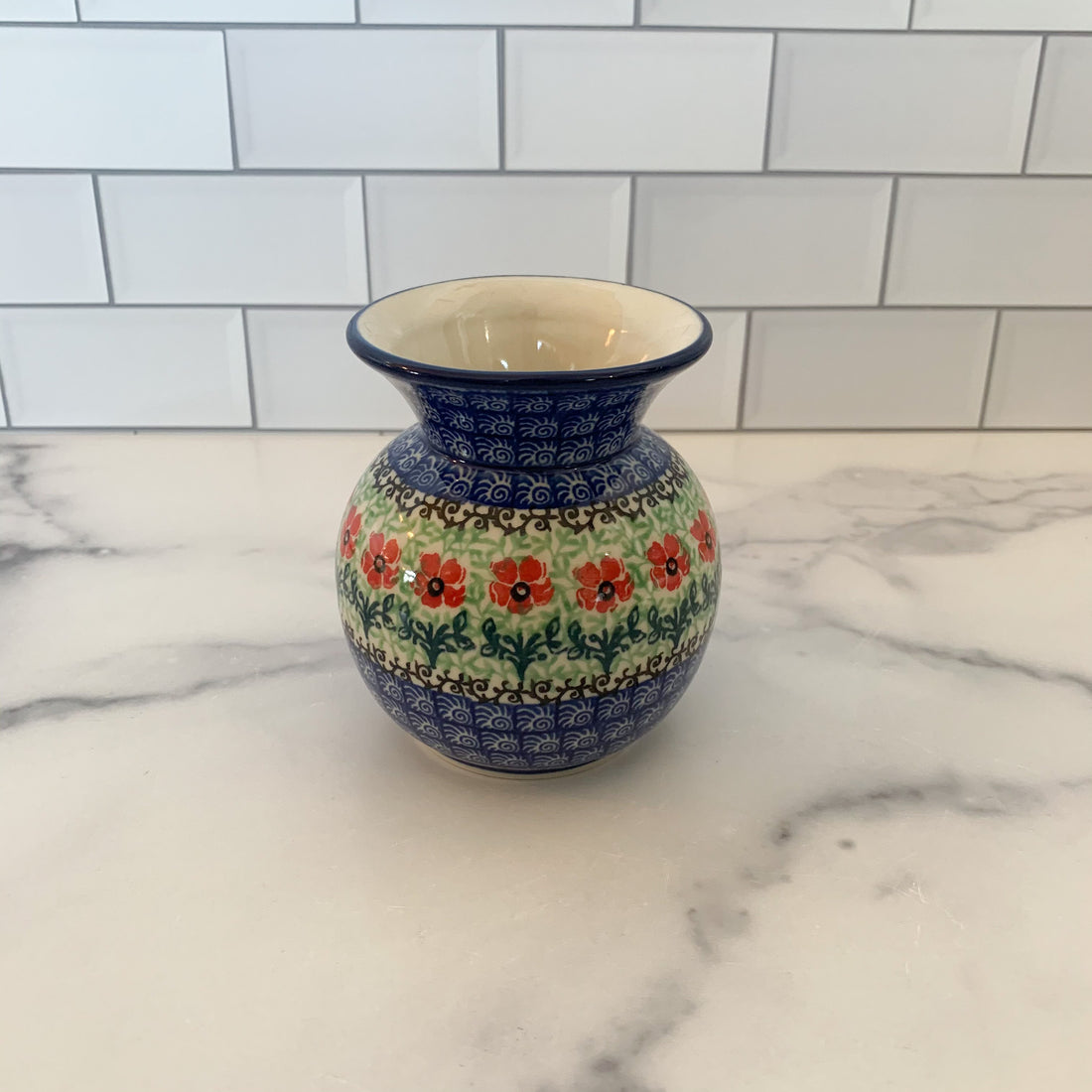 Red Daisies Bubble Vase
