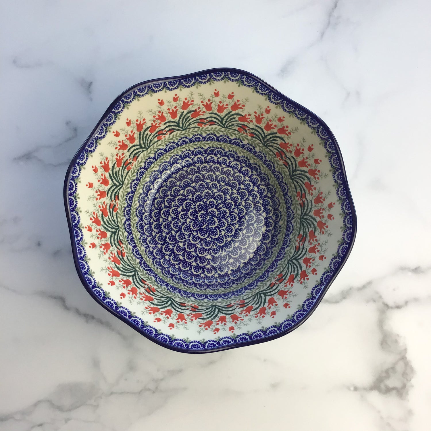 Crimson Bells Wavy Edge Bowl 10"
