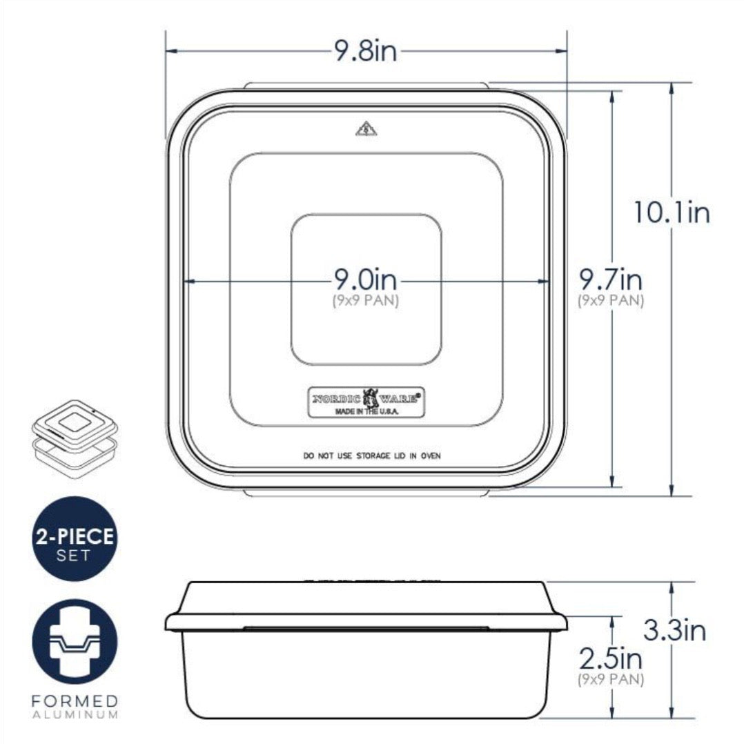 Square Cake Pan with Lid 9x9