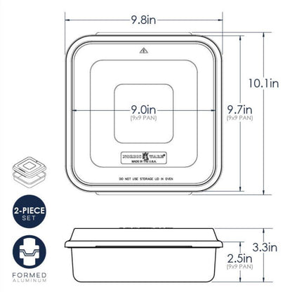 Square Cake Pan with Lid 9x9