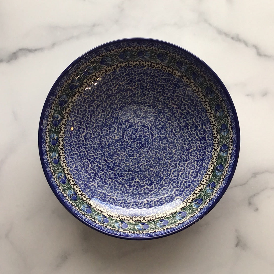 Peacock Feather Shallow Serving Bowl 9&quot;