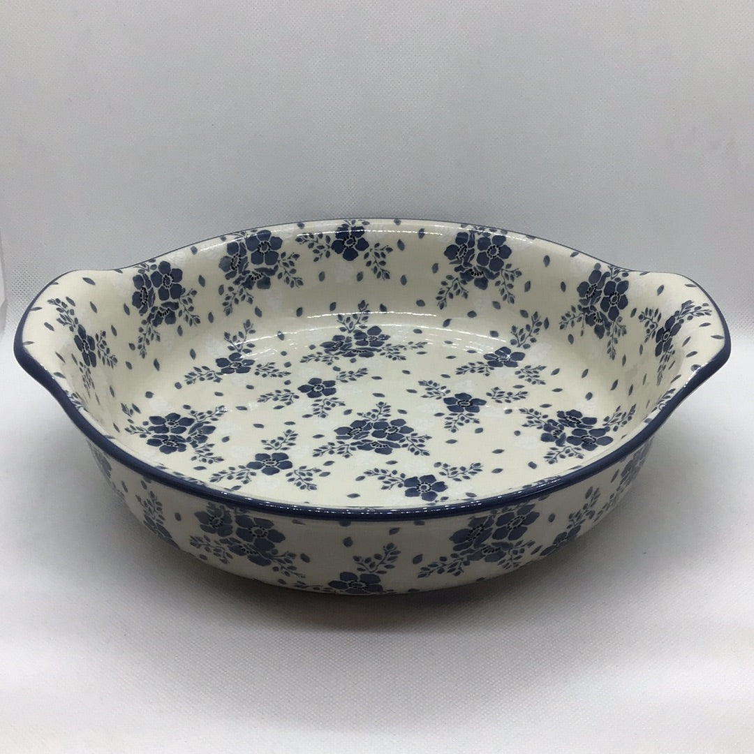 Blue Velvet Round Baker w/Grips 10"