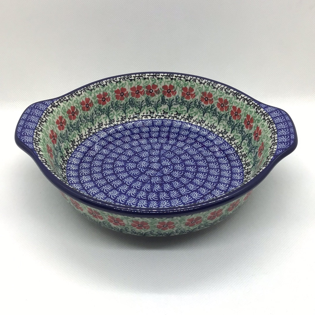 Red Daisies Round Baker w/Grips 8&quot;
