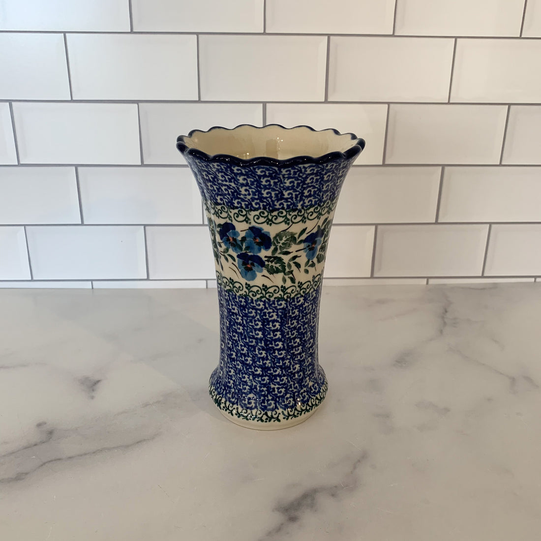 Winter Viola Fluted Vase 7&quot;